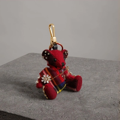 Shop Burberry Thomas Bear Charm With Kilt Pin In Parade Red