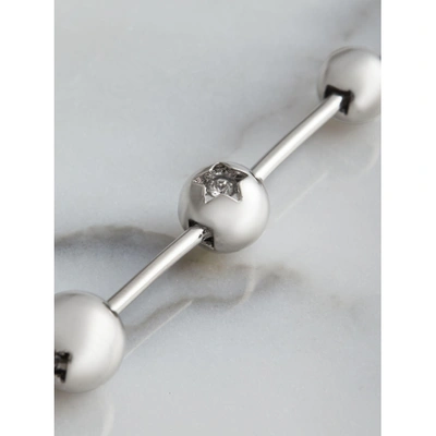 Shop Burberry Crystal Charm Palladium-plated Drop Earrings In Palladio