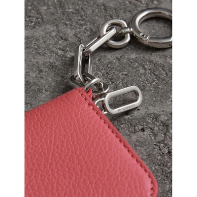 Shop Burberry Link Detail Leather Ziparound Wallet In Bright Coral Pink