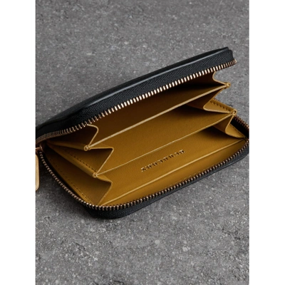 Shop Burberry Link Detail Leather Ziparound Wallet In Black