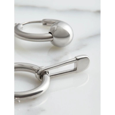 Shop Burberry Kilt Pin And Charm Palladium-plated Hoop Earrings In Palladio