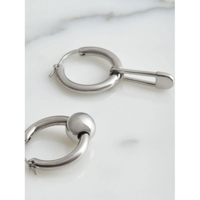 Shop Burberry Kilt Pin And Charm Palladium-plated Hoop Earrings In Palladio