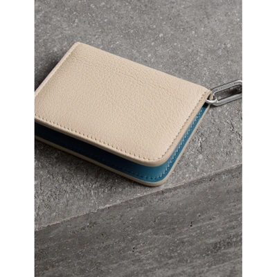 Shop Burberry Link Detail Leather Id Card Case Charm In Stone