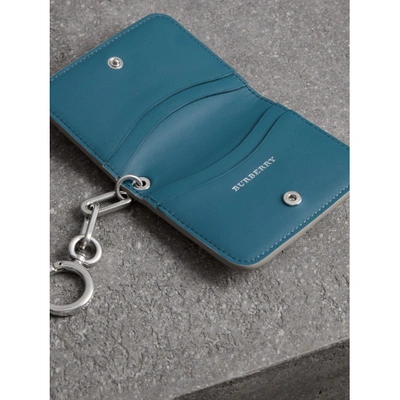 Shop Burberry Link Detail Leather Id Card Case Charm In Stone