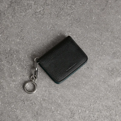 Shop Burberry Link Detail Leather Id Card Case Charm In Black