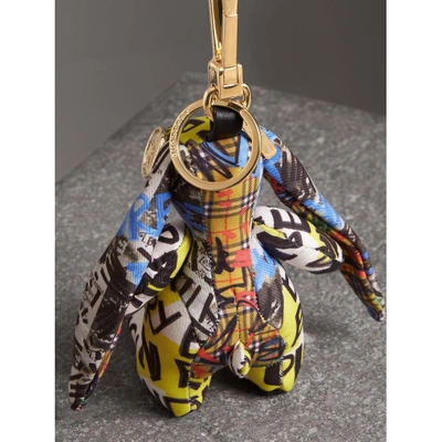 Shop Burberry Vera The Hare Graffiti Print Cotton Charm In Yellow