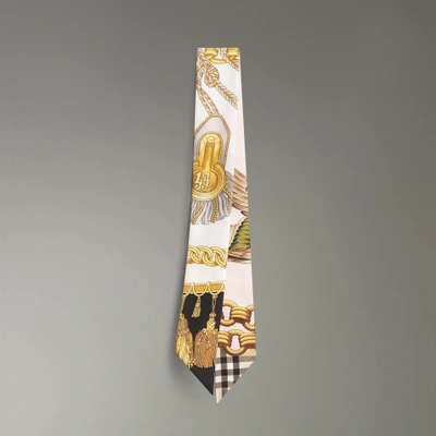 Shop Burberry Archive Scarf Print Silk Skinny Scarf In Gold