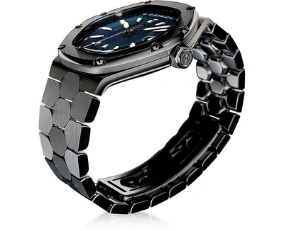 Shop Dietrich Designer Men's Watches Tc-1 Black Pvd Stainless Steel W/white Luminova And Blue Dial In Noir