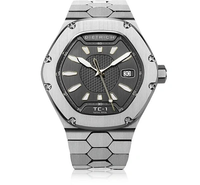 Shop Dietrich Designer Men's Watches Tc-1 Ss 316l Steel W/white Luminova And Gray Dial In Argenté