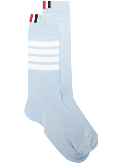 Shop Thom Browne Striped Logo Socks