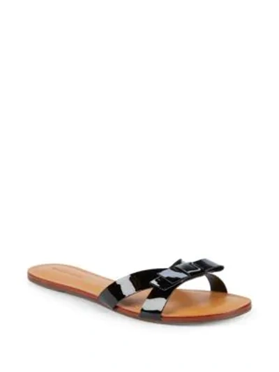 Shop Saks Fifth Avenue Bow Leather Slides In Red