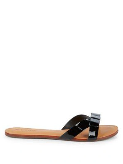Shop Saks Fifth Avenue Bow Leather Slides In Red