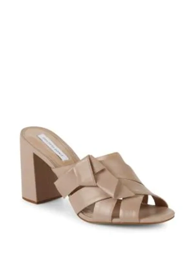 Shop Saks Fifth Avenue Knotted Leather Mules In Nude