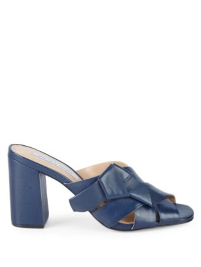 Shop Saks Fifth Avenue Knotted Leather Mules In Nude