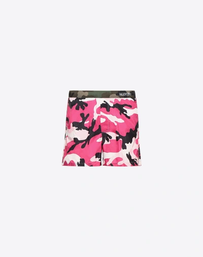 Shop Valentino Camouflage-print Swimsuit In Multicolored