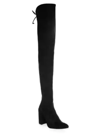 Shop Stuart Weitzman Alllegs Ultrastretch Suede Thigh-high Boots In Grey