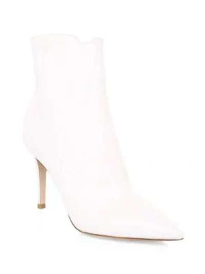 Shop Gianvito Rossi Women's Levy Leather Ankle Boots In White