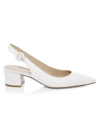 Shop Gianvito Rossi Amee Leather Slingback Pumps In White