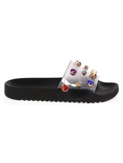 Shop Sophia Webster Dina Embellished Pvc Slides In Black