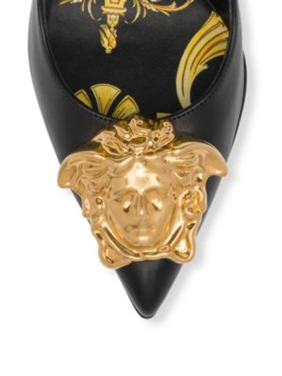 Shop Versace Gold Medusa Palazo Tribute Pumps In Black