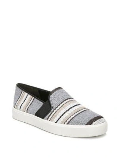 Shop Vince Blair Striped Leather Sneakers In Ash