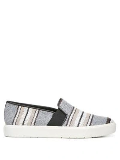 Shop Vince Blair Striped Leather Sneakers In Ash