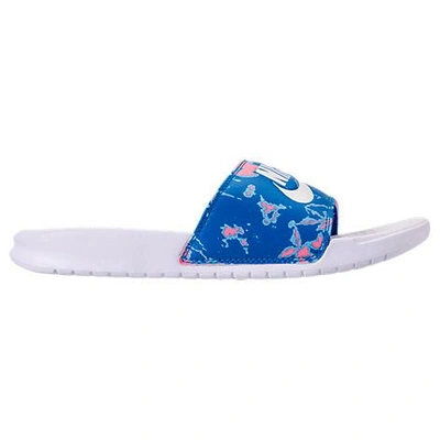 Nike Women's Benassi Jdi Print Slide Sandals, Pink/white/blue 