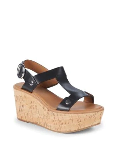 Shop Frye Dahlia Rivet Leather Wedge Sandals In Black