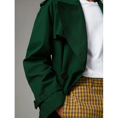 Shop Burberry Gun-flap Detail Cotton Gabardine Trench Coat In Deep Veridian Green