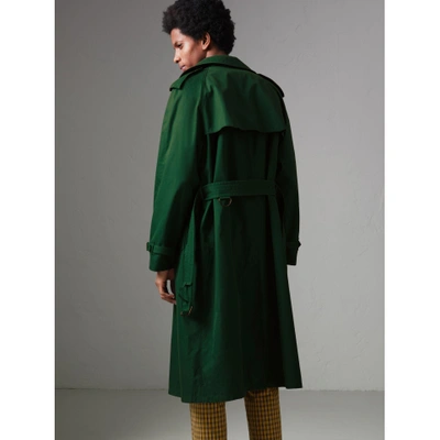 Shop Burberry Gun-flap Detail Cotton Gabardine Trench Coat In Deep Veridian Green