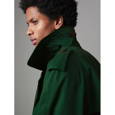 Shop Burberry Gun-flap Detail Cotton Gabardine Trench Coat In Deep Veridian Green