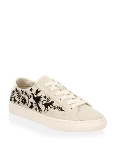 Shop Soludos Otomi Canvas Sneakers In Sand-black
