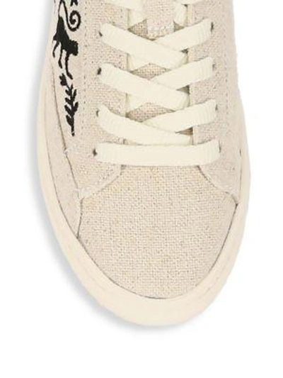 Shop Soludos Otomi Canvas Trainers In Sand-black