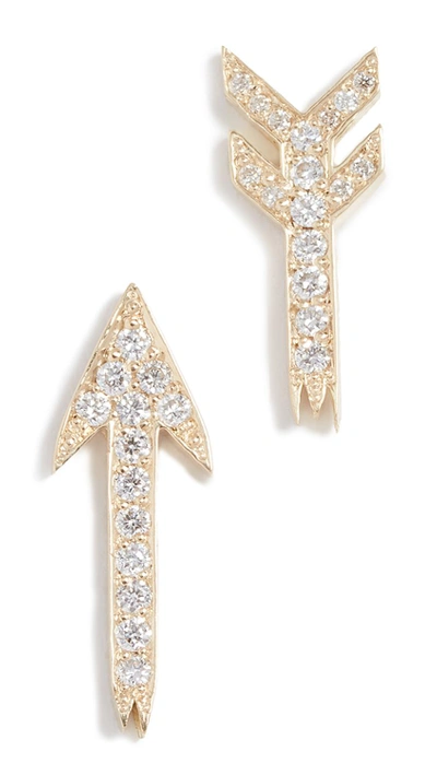 Shop Established 18k Gold Broken Arrow Diamond Stud Earrings In Yellow Gold