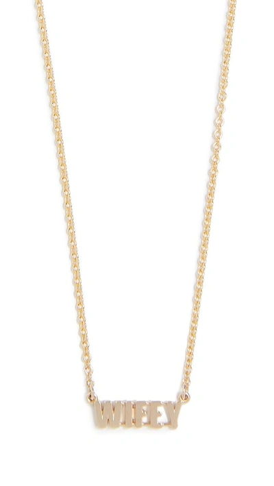 Shop Established 14k Gold Wifey Word Necklace In Yellow Gold