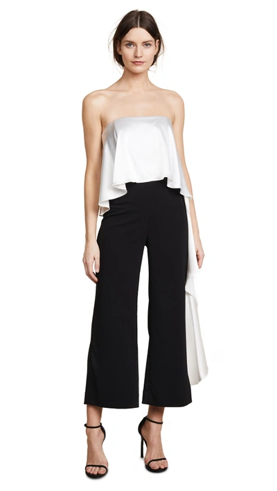 Shop One By Mestiza New York One By Jacqueline Cropped Ruffle Jumpsuit In Black/white