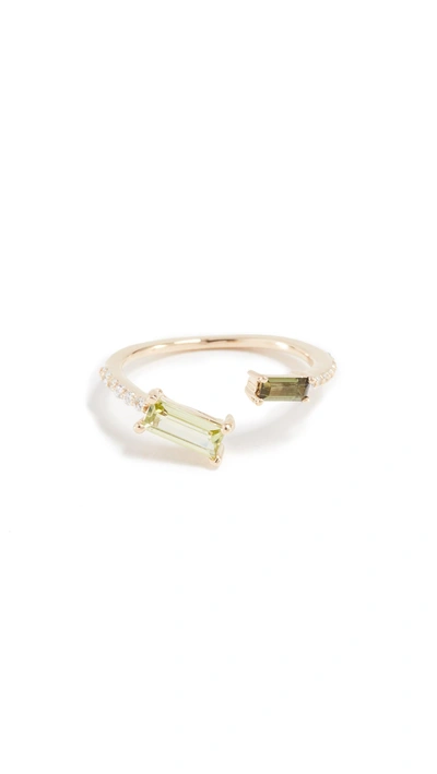 Shop Paige Novick Peridot & Tourmaline 18k Gold Ring In Peridot/green Torumaline