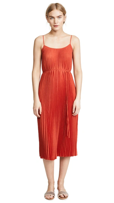 Shop Vince Pleated Cami Dress In Paprika
