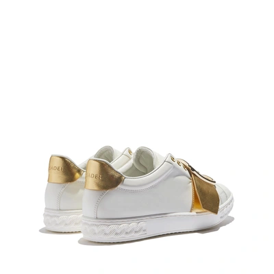 Shop Casadei Runners In White And Gold