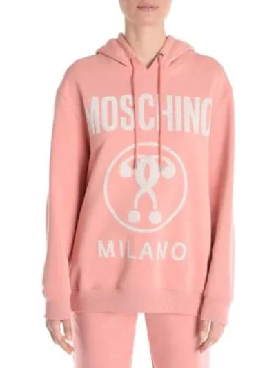 Shop Moschino Logo Hoodie In Pink