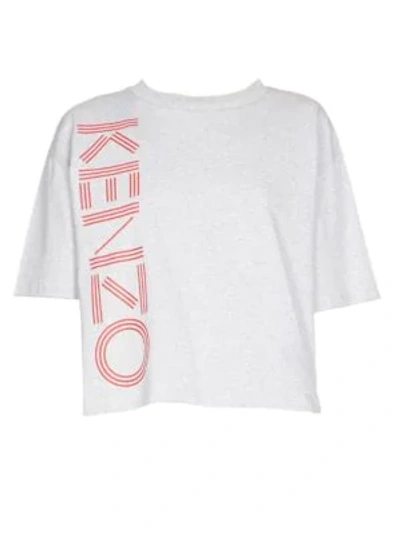 Shop Kenzo Logo Boxy Tee In Pale Grey