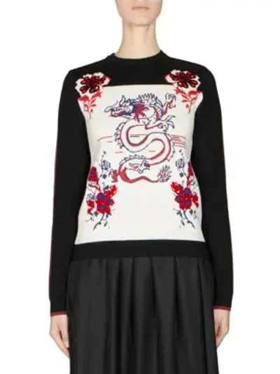 Shop Kenzo Dragon Knit Pullover In Black