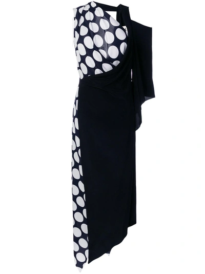 Shop A.w.a.k.e. Asymmetric Polka Dot Dress - Black