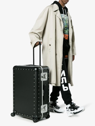 Shop Fpm - Fabbrica Pelletterie Milano Black Bank Spinner 76 Suitcase