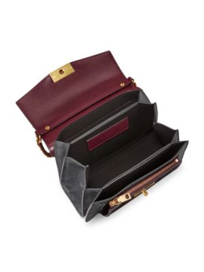 Shop Givenchy Small Gv3 Crackle & Suede Aubergine Shoulder Bag In Multi