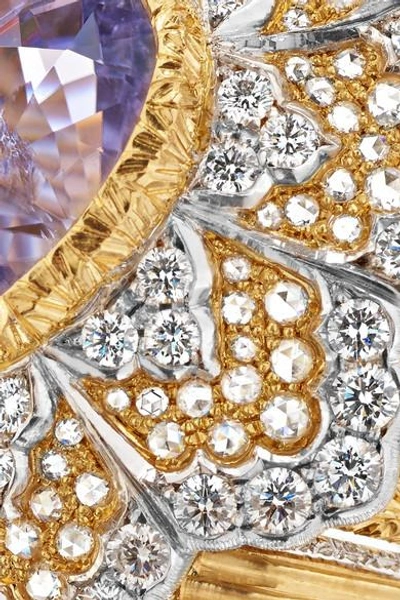 Shop Buccellati 18-karat Yellow And White Gold Diamond And Tourmaline Ring