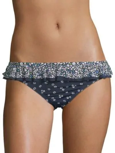 Shop Michael Michael Kors Floral Bikini Bottom In New Navy