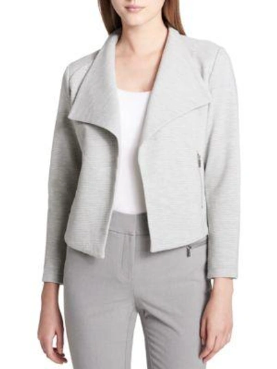 Shop Calvin Klein Textured Open-front Jacket In Heather Granite