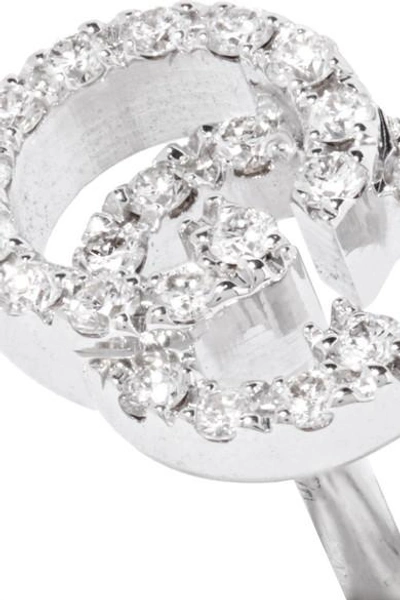 Shop Gucci 18-karat White Gold Diamond Earrings