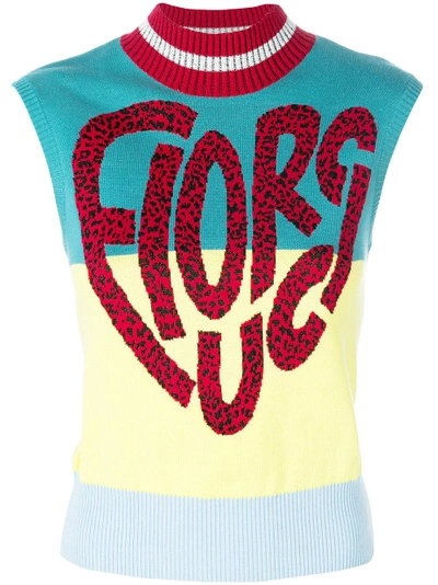Shop Fiorucci Sleeveless Logo Sweater - Multicolour